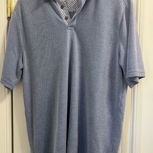 Johnston & Murphy Men's Heathered Blue Short Sleeve Polo